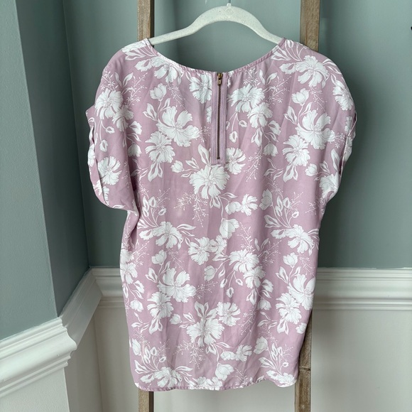 Pink Rose Hi-Lo Short Sleeve Floral Blouse Sz Medium - 1656 - Picture 8 of 11